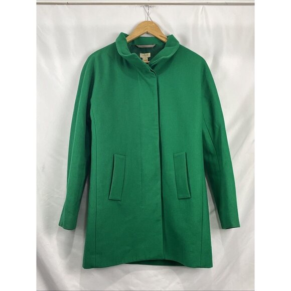 J.Crew Factory Wool-Blend Kelly-Green Pea Coat Women's Size 4 - Picture 1 of 11